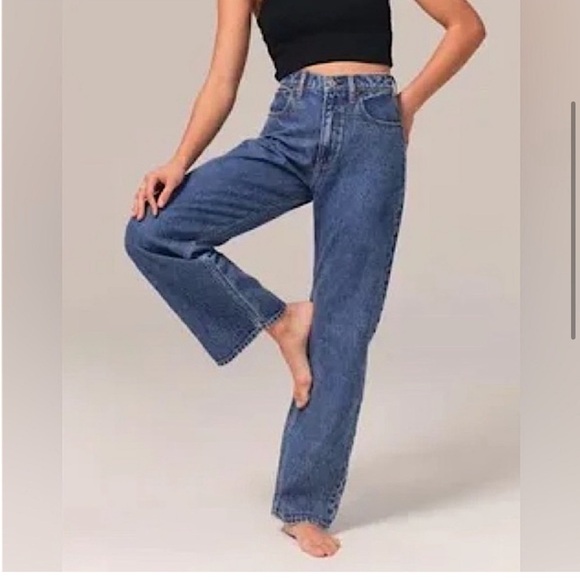 Abercrombie & Fitch Dad High Rise Curve Love Jeans Blue size 25 - Picture 4 of 16